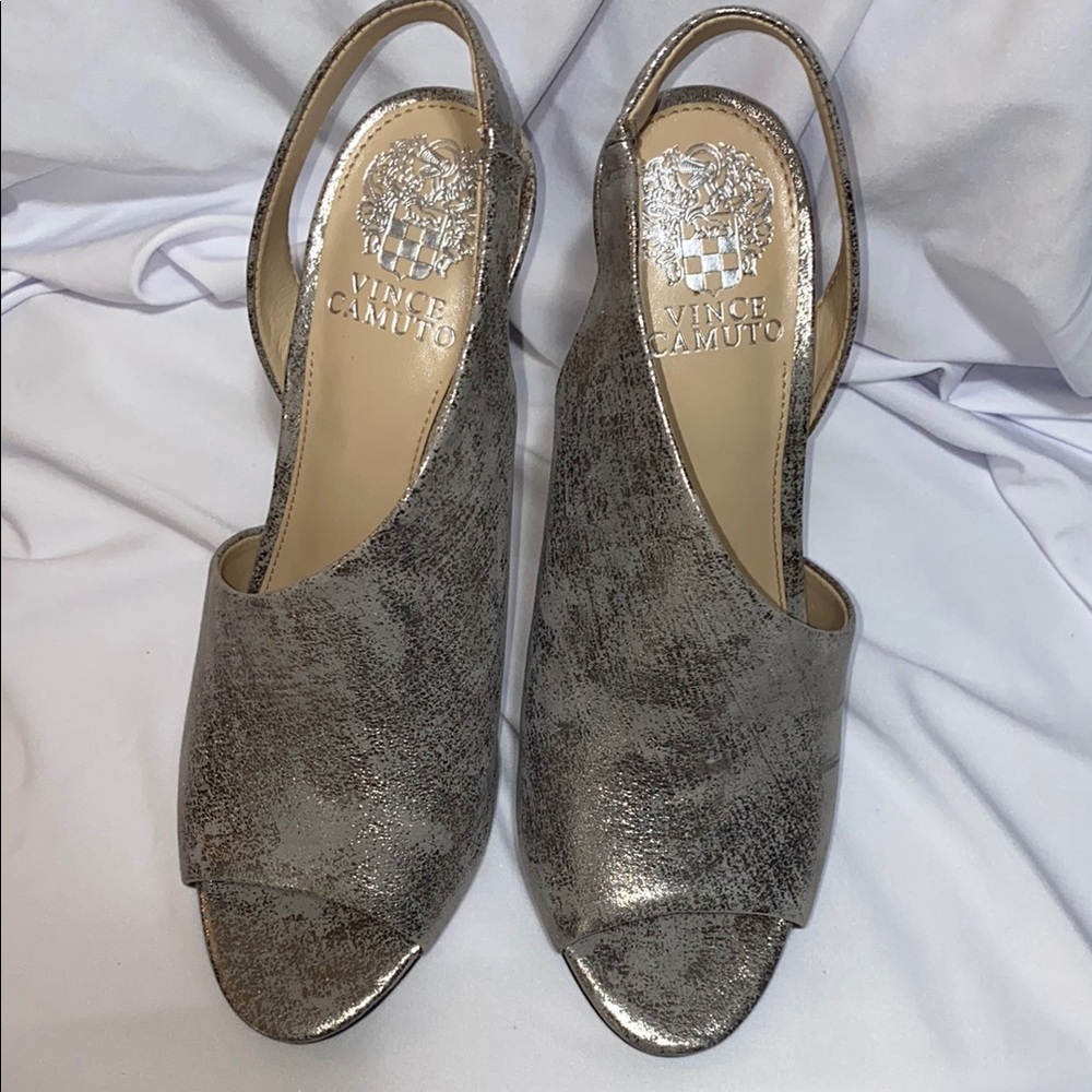 Vince Camuto Silver Open-Toe Slingback Sandals
